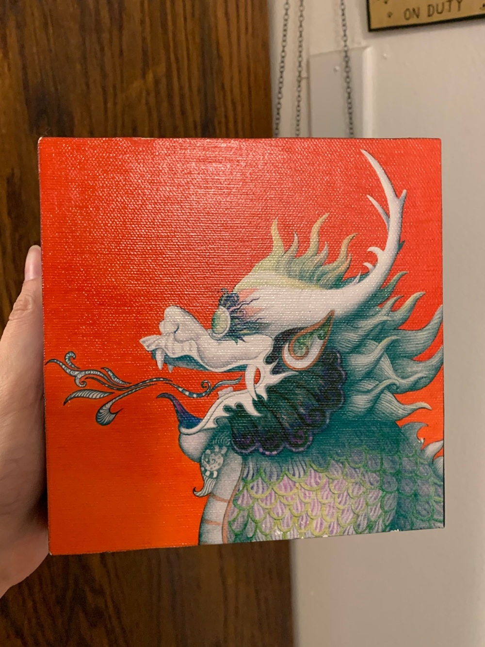 Cada j 2013 Original Signed Dragon Painting on Canvas Fantasy Art small